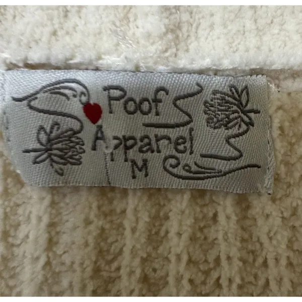 Poof Apparel Super soft Cozy Cable Knit Open Front Ivory cream Cardigan‎ - M - Image 3