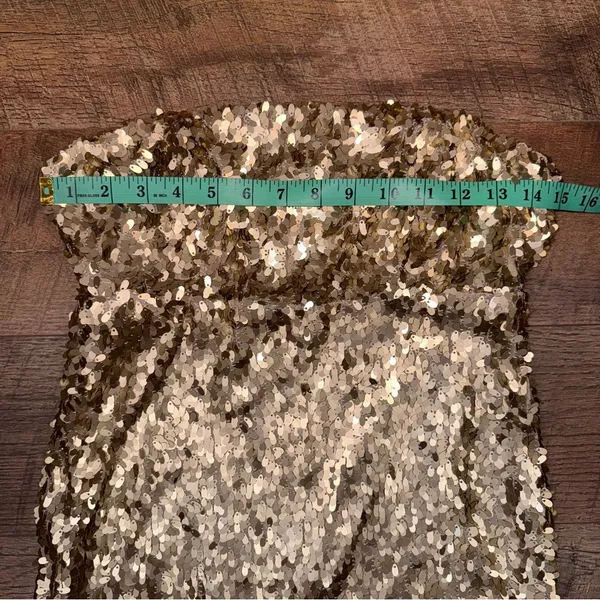 Sparkle & Fade Gold Sequin Strapless Party Dress - Image 13