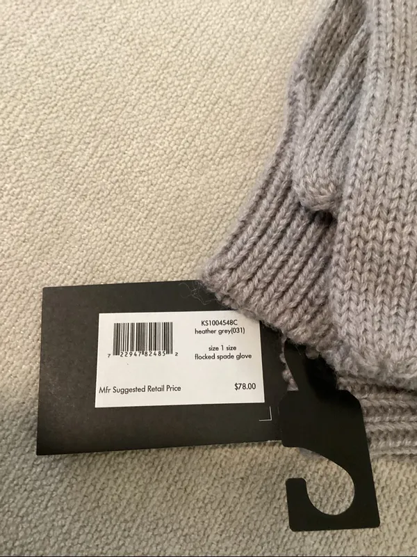 Kate Spade Women’s Flocked Spade Gloves, Grey, One size, New with tags - Image 5