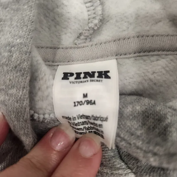 Victoria's Secret PINK Gray Hooded Sweatshirt Size Medium - Image 3