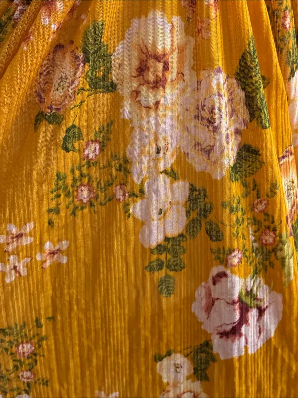 Free People Boho Mirage Yellow Floral Print Hi-Low Tunic Top S - Image 8
