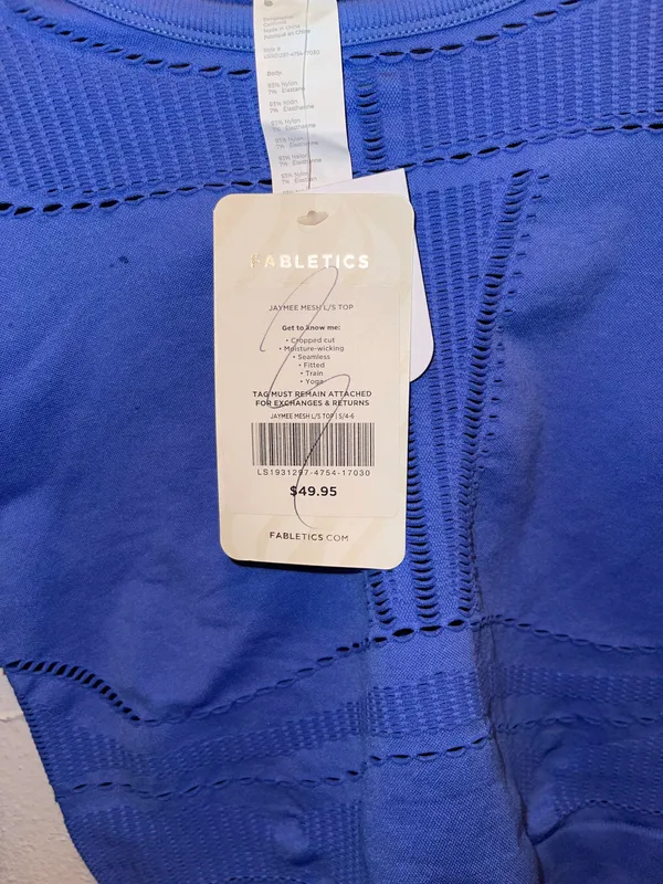Fabletics NWT blue Longsleeve Workout Shirt - Image 3