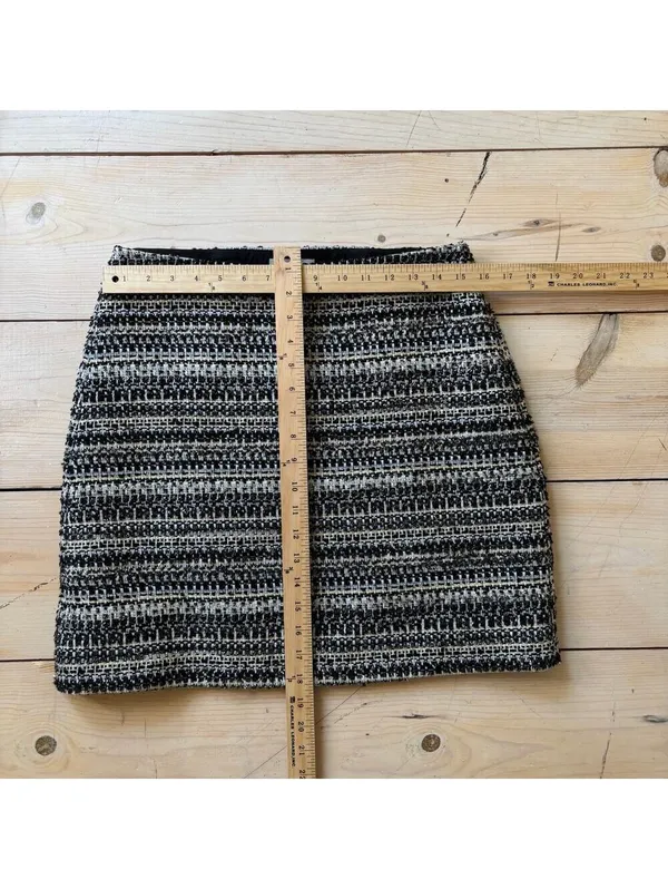 Loft EUC Women's Tweed Boucle Holiday Striped Metallic Mini Skirt 6 - Image 6