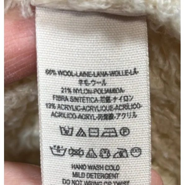 Free People Womens S Sweater Wool Blend Cream Fuzzy Jacket Asymmetrical Zip‎ - Image 6