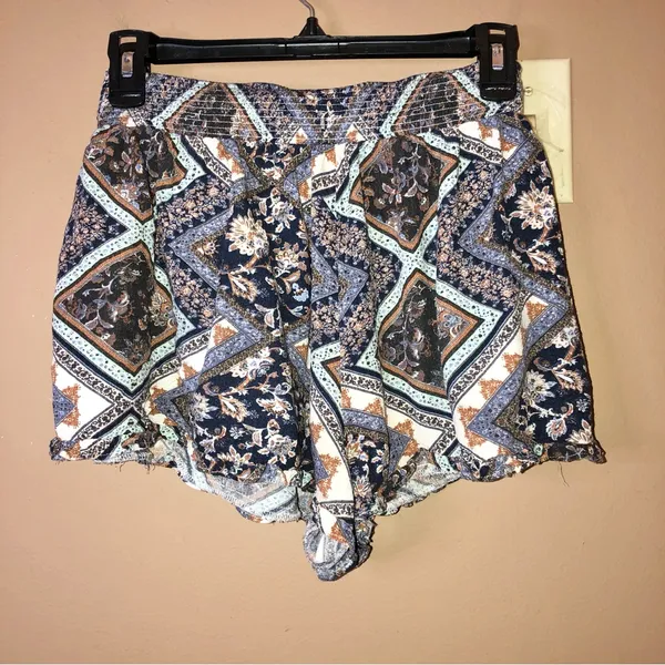 American Eagle‎ Culotte Paisley Pull on Shorts Blue Brown Small - Image 2