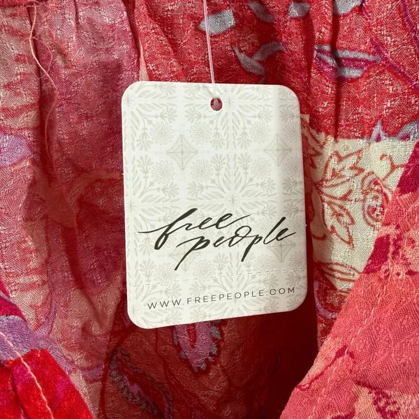 Free People Ashley Top SZ Large Fun Combo Wrap Crop NWT Red Boho Floral Waist - Image 6