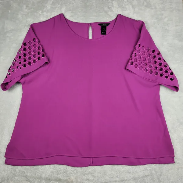 Ali Miles Women's Top Blouse Purple Short Sleeve Plus Size 1X - Image 2