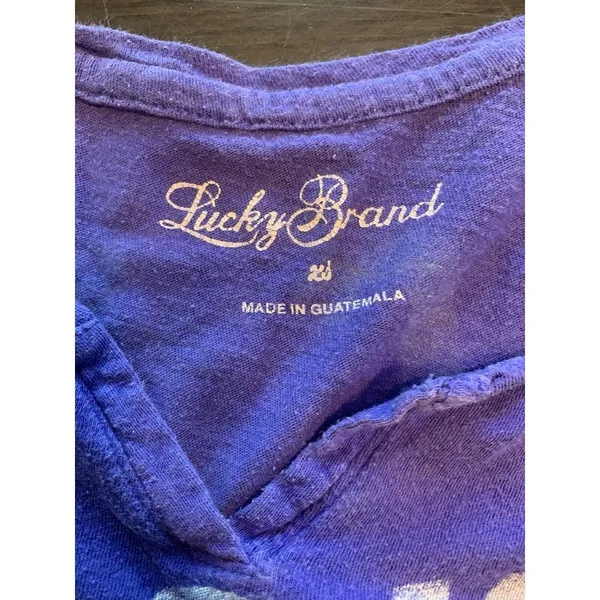 Y2K Lucky Brand Shirt Womens XS‎ Colorblock Purple Sporty 3/4 Sleeve READ - Image 5