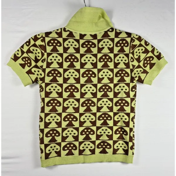 Planet Gold‎ Women Mushroom Short Sleeve Knit Sweater Hipster Grunge Small NwT - Image 2