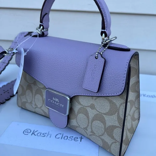 Coach Light Khaki Soft Lilac Top Handle Satchel - Image 3