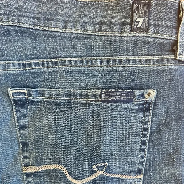7 For All Mankind Womens Straight Leg Jeans Blue Medium Wash Sz 31 Stretch - Image 4