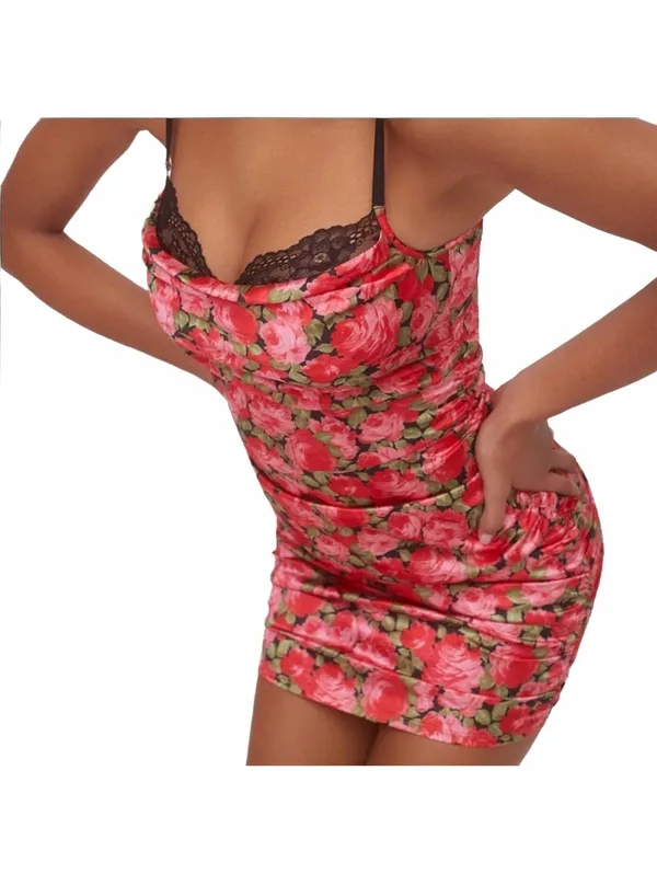 For Love & Lemons Madeline Mini Dress Peekaboo Satin Floral Women's Size Large - Image 4