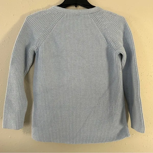 J. Crew Factory Pale Blue V-Neck Cable Knit Sweater Medium Casual Comfy - Image 4