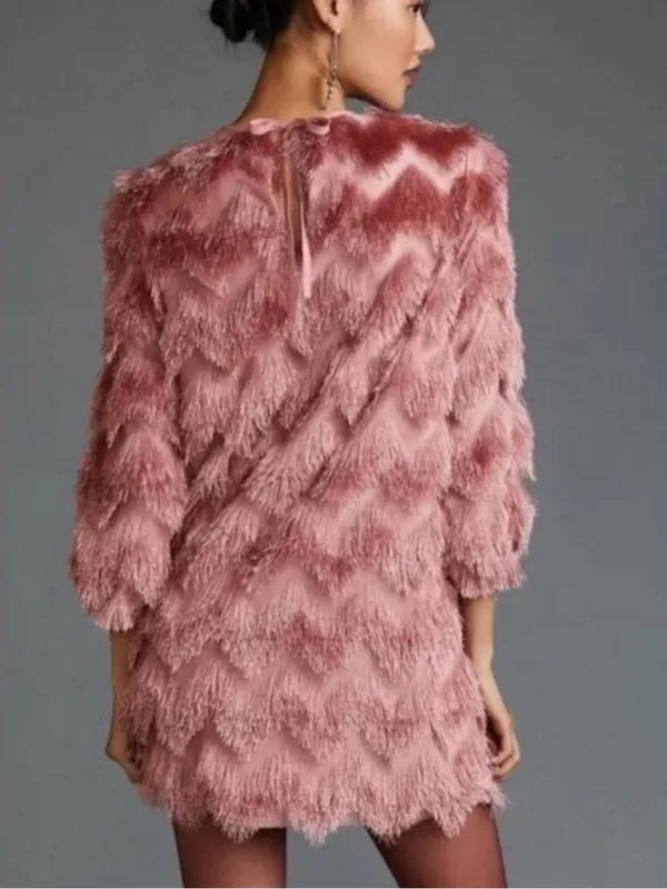 Hutch Anthropologie Pink Fringe Mini Shift Dress - Image 5