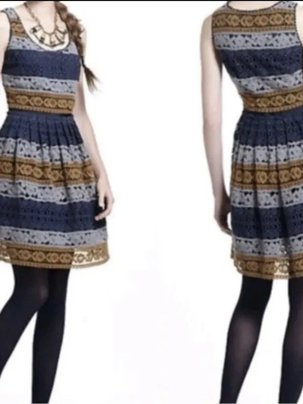 $228 Anthropologie Maeve Striated Lace Dress Size 0 Vintage Anthro - Image 2
