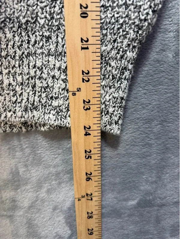Free People Womens Chunky Knit Sweater Cotton Linen Blend Marled Black White XS - Image 7