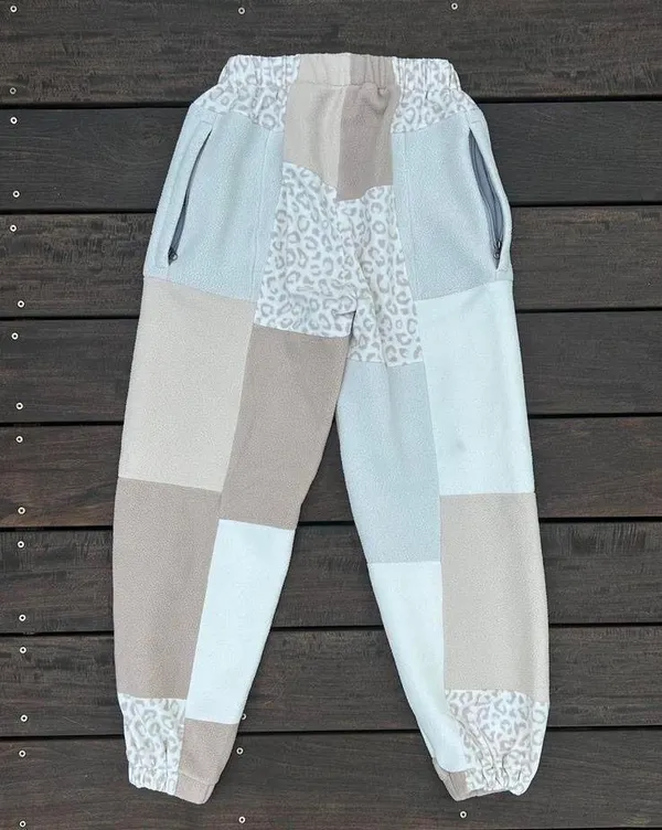 Cream/Tan Neutral 1/1 Luminate Thrifts North Face Handmade Patchwork Sweatpants - Image 4