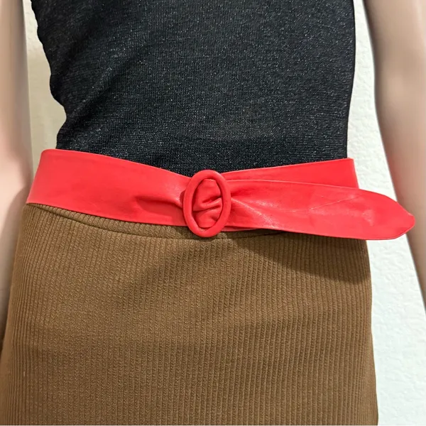 Vintage Rayman/Ridless Red Soft Genuine Leather Women’s Dress Belt Size L - Image 2