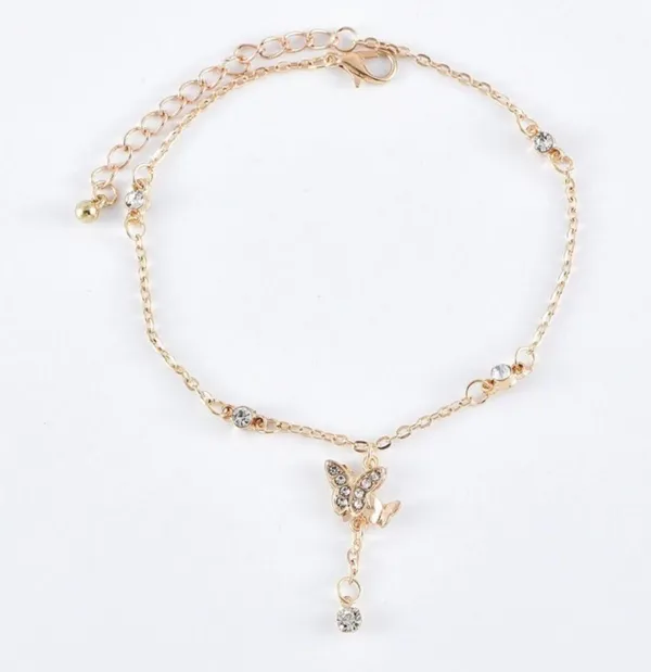 Layered Love Heart Butterfly Anklet for Women - Image 3