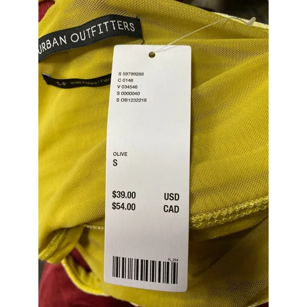 NWT Urban Outfitters Bella Crushed Velvet Cami Yellow Green Size S Petite - Image 9