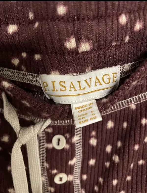PJ Salvage My Friend Spot Lounge Pajama Jogger Pants Women Large Burgundy NWT - Image 6