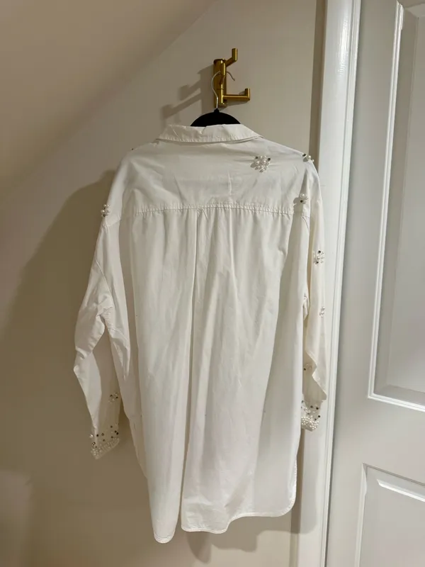 Anthropologie Maeve Pearl Embellished Shirt - Image 7