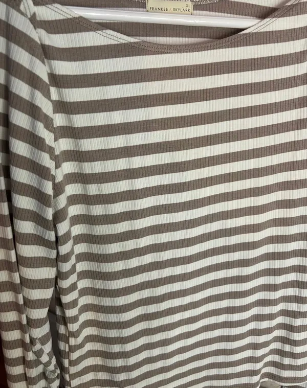 Kohl's Striped Ribbed Cozy Long Sleeve Tee Shirt - Image 2
