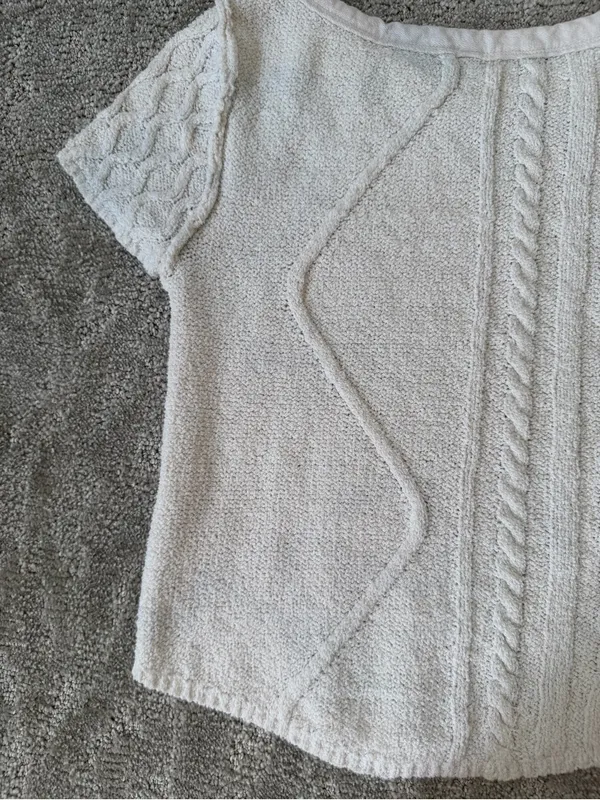 Free People Baby Cable Tee in Ivory Off White Size Small Cotton Blend Boho - Image 12