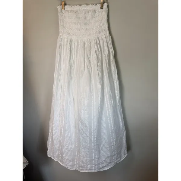 Sea Level Smocked Bodice Cotton Seersucker Cover-Up Dress Sz M NWOT NEW $115 - Image 11