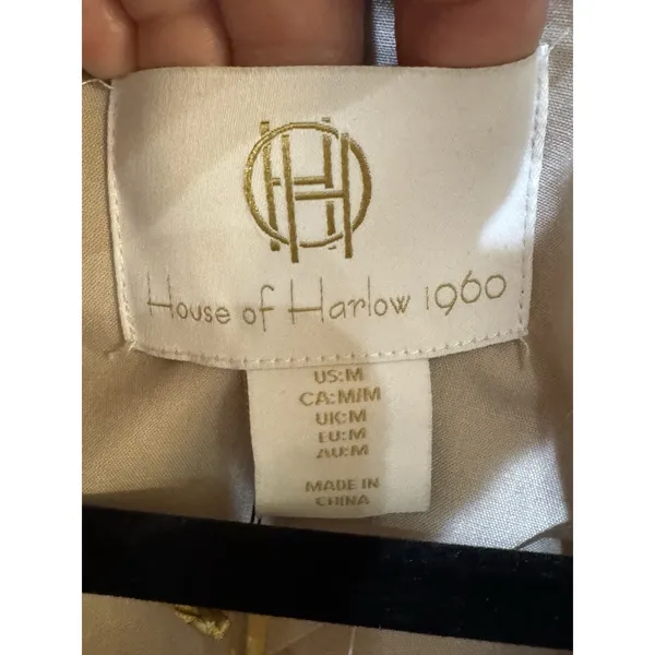 House of Harlow 1960 Plaid Cream & Tan Blazer Double Breasted Size Medium 90's - Image 7