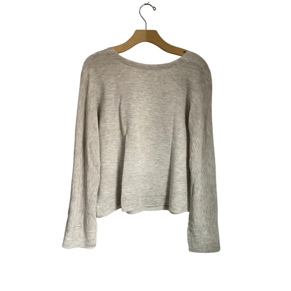 Free People Oatmeal Bell‎ Sleeve Sweater Boho Slouchy Knit Top Medium - Image 3