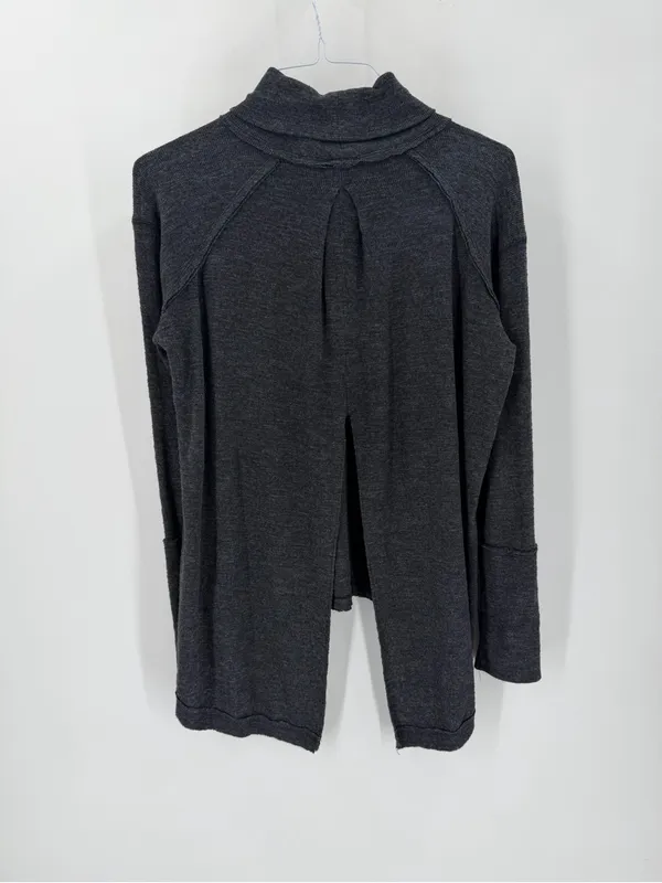 WE THE FREE People Charcoal Split Back Long Sleeve Turtleneck Tunic Top - Image 5