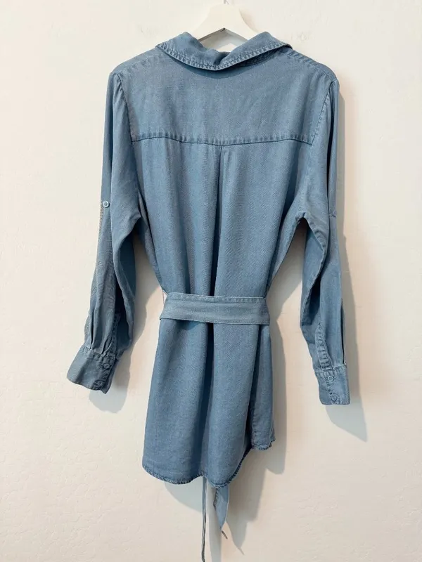 Blue B Chambray Embroidered Tunic Shirt Size Medium Rhinestone Studded Western - Image 11