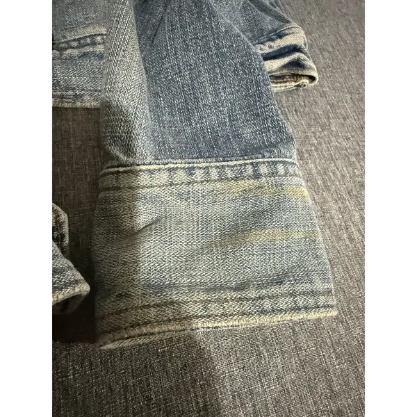 Mossimo Denim Vintage Y2K Distressed Cropped Jean Jacket Women's Sz L - Image 6