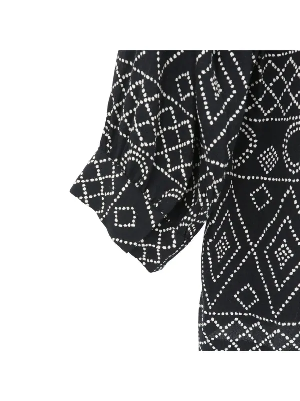 Madewell Lace Up Peasant Caravan Print Black Tassel Tie Top S - Image 5