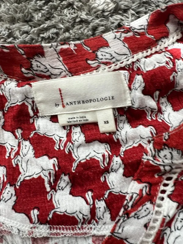 Anthropologie oversized XS horse print blouse - Image 8