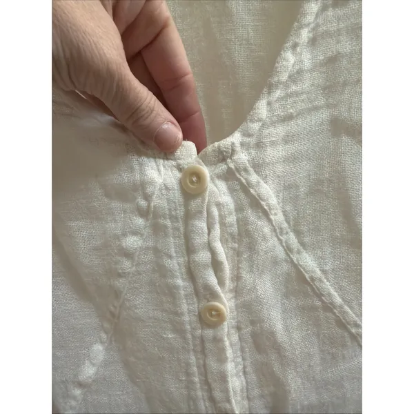 Flax Linen Sz M Cream White Sheer Tunic Top Shirt Dress Beach Coverup Breezy - Image 4