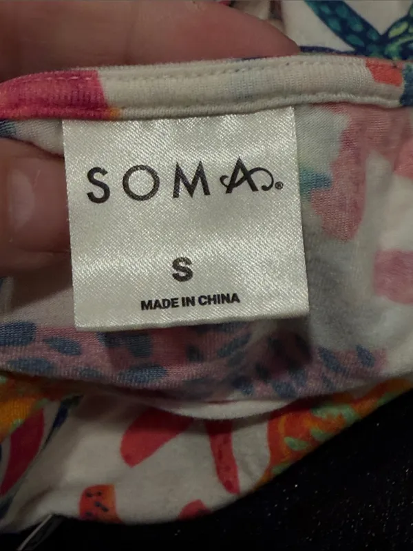 Soma Starfish Print Short Nightgown - Pink, Yellow, Teal on‎ White small - Image 4