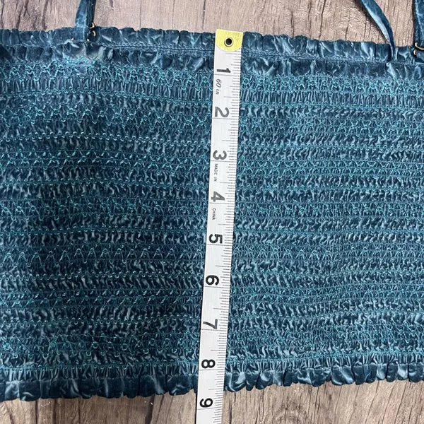 Anthropologie teal smocked bandeau size‎ large - Image 5