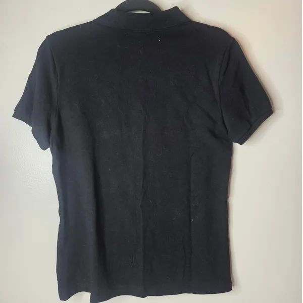 Lauren Ralph Lauren Womens Size Medium Black Short Sleeve Embroidered Polo - Image 3