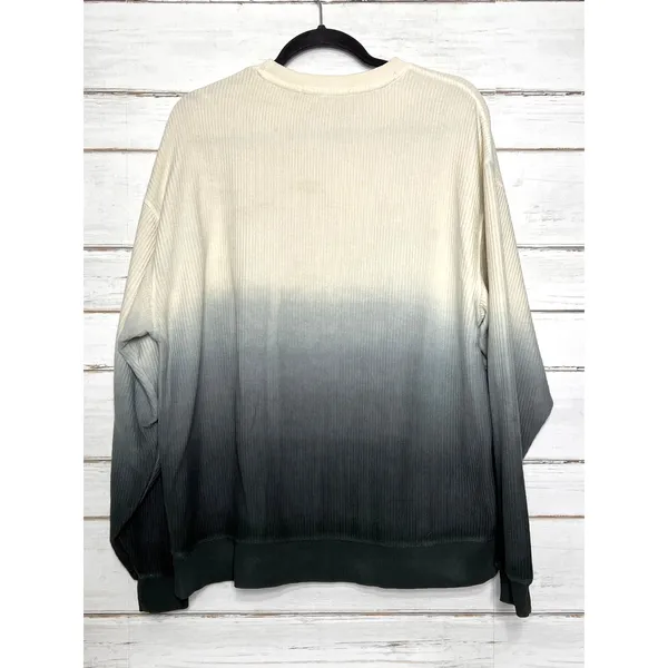 Moon Ryder Small Corded Crewneck Sweatshirt Cream Gray Cotton Long Sleeve - Image 2
