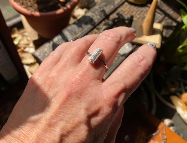 Micro Pave Cubic Zirconia Sterling Silver Ring Size 9 - Image 6
