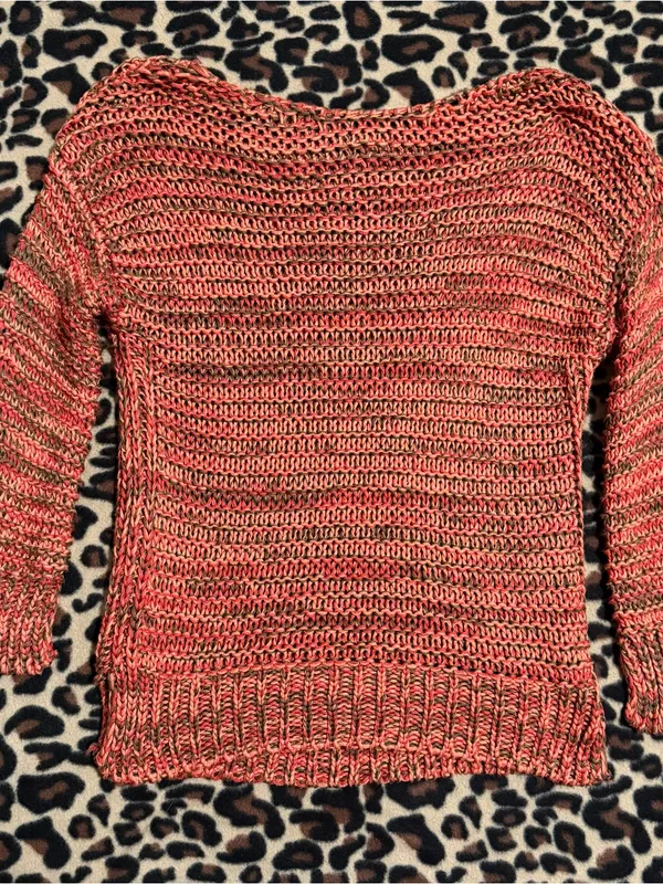 2000s vintage style whimsical bohemian orange marled knitted sweater - Image 3