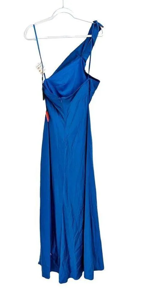 Mac Duggal 26925 Cobalt Blue Asymmetrical Crisscross Halter Gown Size 0 New - Image 8
