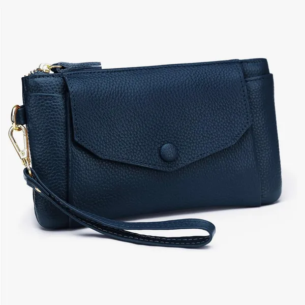 Yaluxe Blue Leather Wristlet - Image 3