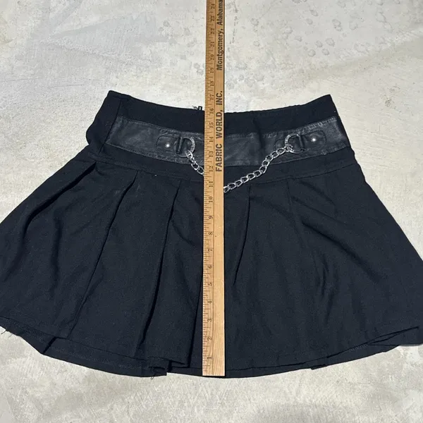 Royal Bones Black Chain Pleated Mini Skirt Punk Goth Y2K Emo Grunge Alt SZ M - Image 7