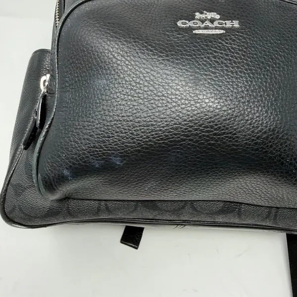 Coach Court Signature Canvas Pebble Leather Backpack Black Women One Size - Image 8