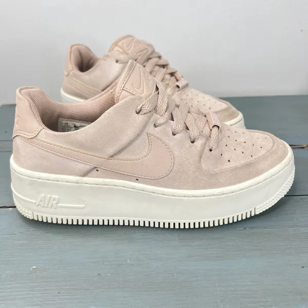 Nike Air Force 1 Sage Low Particle Beige Suede Platform Sneakers AR5339-201 7.5 - Image 4