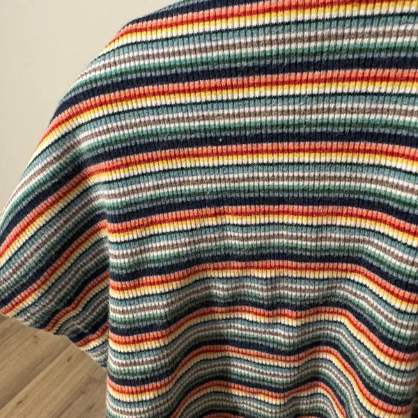 Brandy Melville Wynn Rainbow Stripe Lettuce Hem Scalloped Baby Tee 80s/90s‎ OS - Image 6