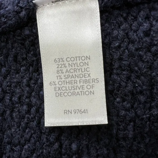 Pure Jill Women's Large Navy Blue Knit Sweater Whipstitch Trim Cotton Blend‎ - Image 5